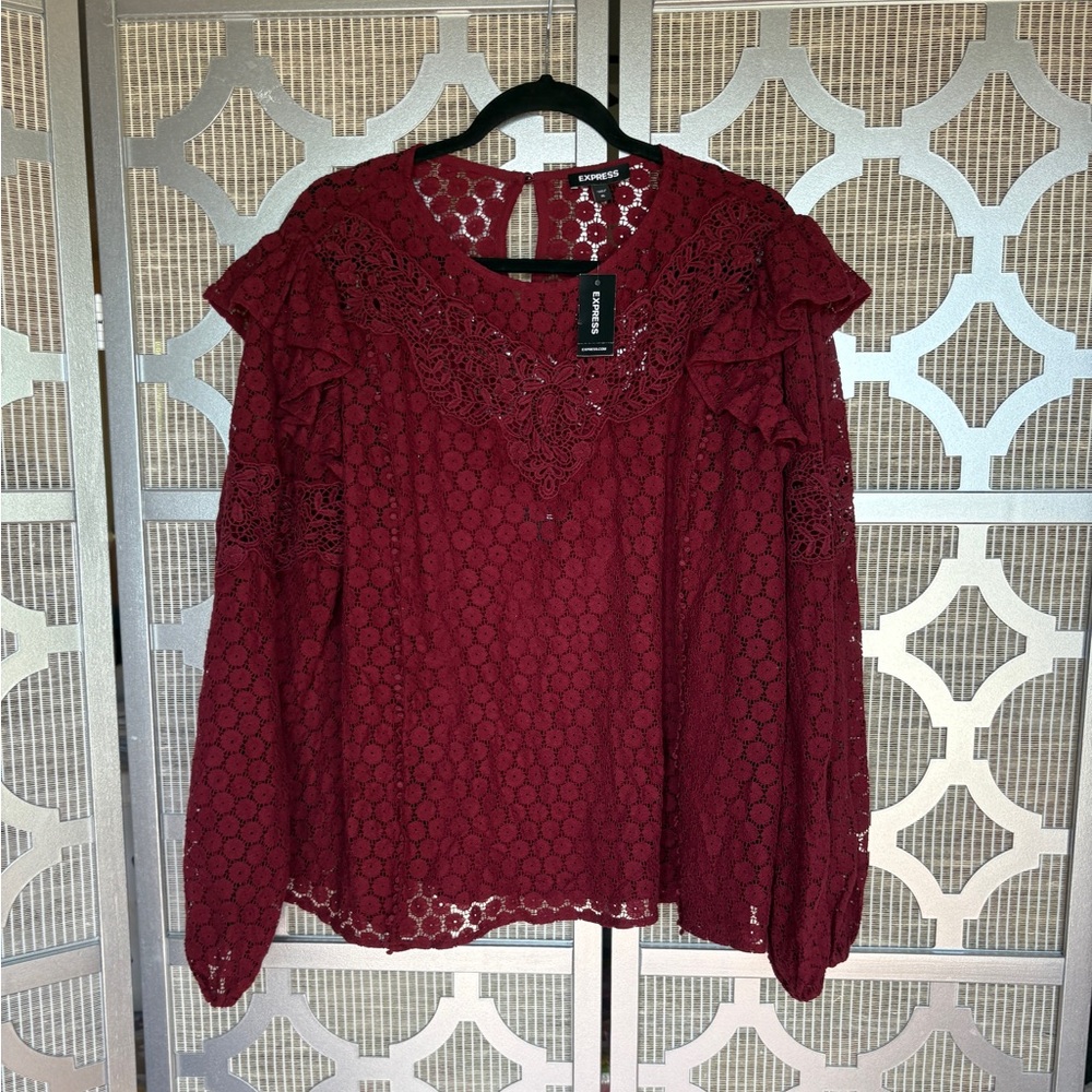 NWT Express Burgundy Lace Blouse